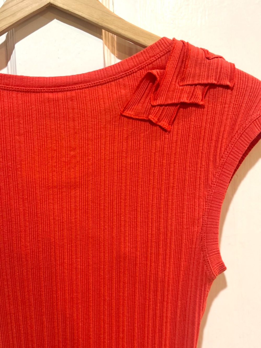 Anthropologie One September Orange Ribbed Knit Cotton Stretch Top Size XS - Picture 6 of 7